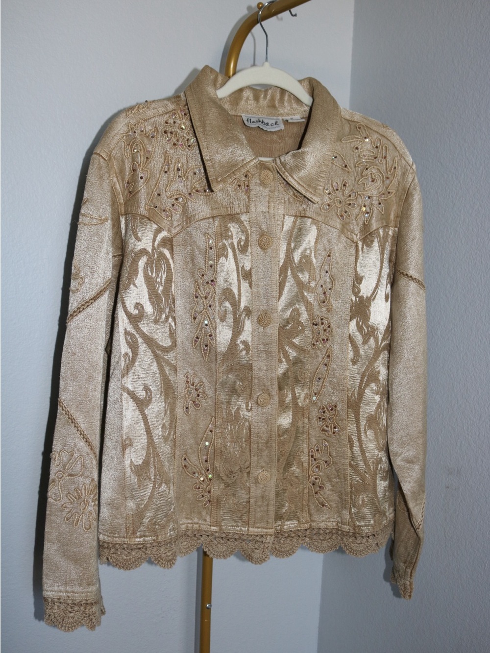 Flashback 1X Embroidered Tapestry Western Jacket Beaded Sequin Boho Y2K Vintage